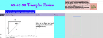 Preview of Special Right Triangles & Triangle Classification Activity!