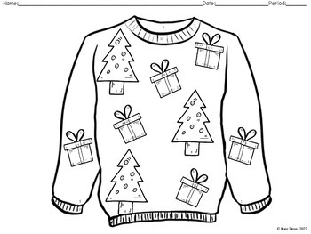 Special Right Triangles Ugly Christmas Winter Sweater Color by Number ...