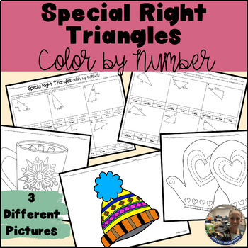 Preview of Special Right Triangles Winter Color by Number Activity
