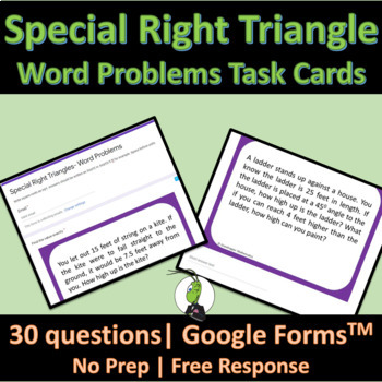 Preview of Special Right Triangles Word Problems 45-45-90, 30-60-90 Google Form