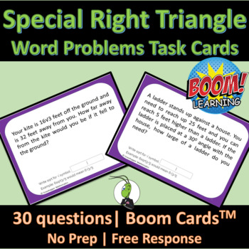 Preview of Special Right Triangles Word Problems Geometry Boom Digital Task Cards