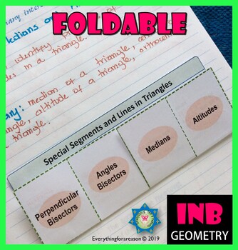 Preview of Special Segments and Lines in Triangles Summary Foldable - PDF + EASEL