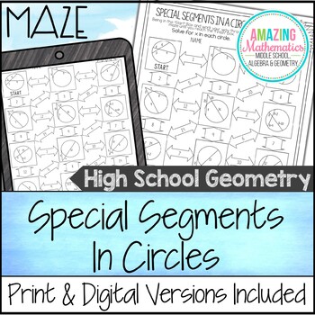 Preview of Special Segments in a Circle Worksheet - Maze Activity