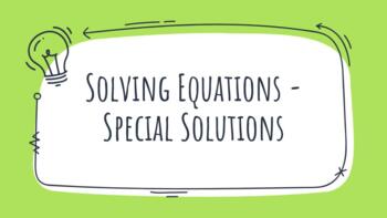 Preview of Special Solutions in Solving Equations PearDeck