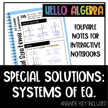Preview of Special Solutions to Systems of Equations Foldable Notes for Notebooks