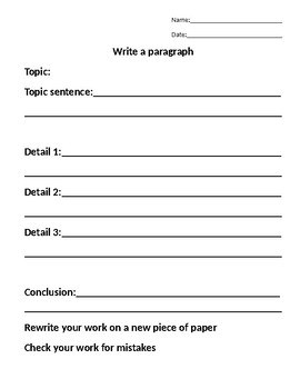 Preview of Special education: paragraph writing, scoring data sheet, topic sentence visuals