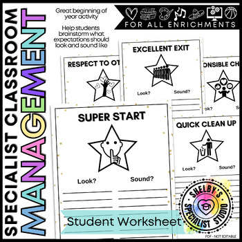 Preview of Specialist Classroom Management: Expectation Worksheets Enrichment Library
