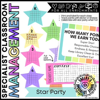 Preview of Specialist Classroom Management: Star Party Enrichment Library Art Expectations