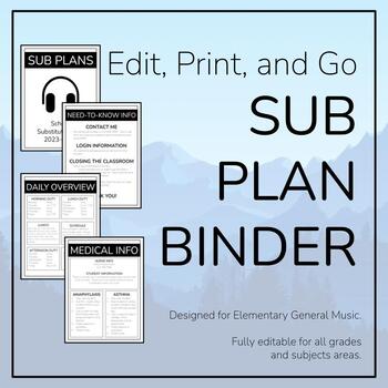 Preview of Specialist/Music Teacher Sub Plan Binder