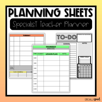 Preview of Specialist Teacher Planner | Daily Lesson Planning Sheets