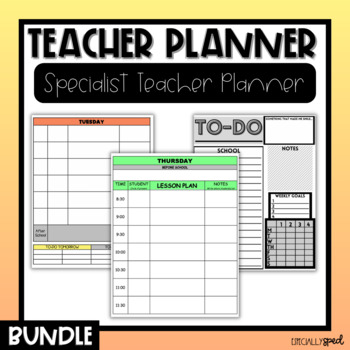 Preview of Specialist Teacher Planner | Daily Lesson Planning Sheets | Teacher Calendars