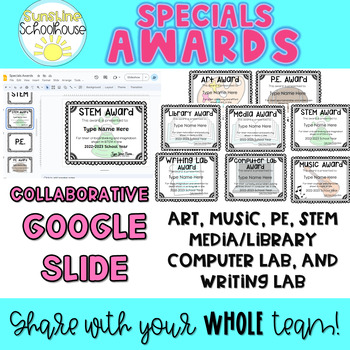 Preview of Specials Awards - Music - P.E. - STEM - Art  - Media - Library - end of year
