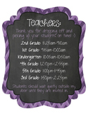 Specials Teacher Class Times Sign (Freebie)