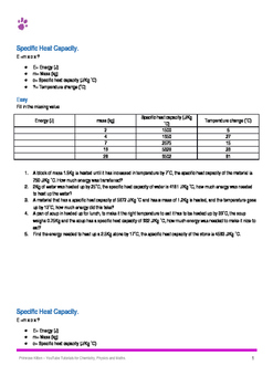 Specific Heat Calculations Worksheets Teaching Resources Tpt