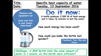 Preview of Specific Heat Capacity of Water (NGSS PS3-4 Energy)