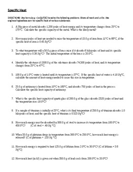 Preview of Specific Heat Practice