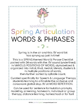 Preview of Spring - Ɂ Glottal Stop - Word Checklist
