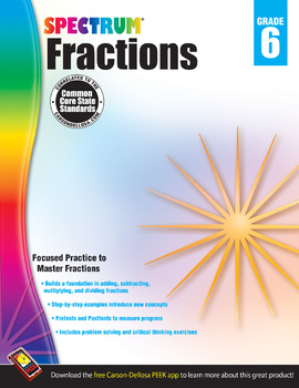 Preview of Spectrum Fractions Workbook Grade 6 Printable 704513-EB