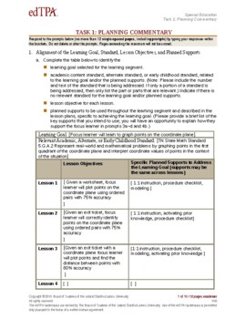 Preview of Sped EdTpa Task 1 part E Planning Commentary  score of 54