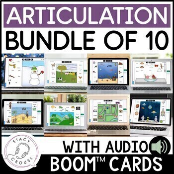 Preview of Articulation BOOM™ CARDS Bundle for Speech Therapy Themed Activities