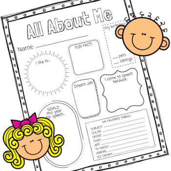 Speech All About Me Printable by Sweetie Speechie | TPT