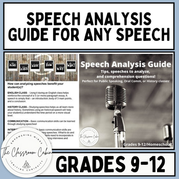 Preview of Speech Analysis Guide for Any Speech  Grades 9-12 and Homeschool