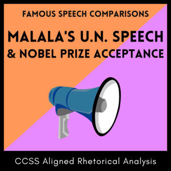 Preview of Speech Analysis Venn Diagram: Malala's U.N. Speech and Nobel Prize Speech, CCSS