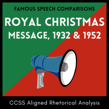 Preview of Speech Analysis Venn Diagram: Royal Christmas Message 1932 & 1952, King, Queen