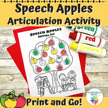 Preview of Speech Apples Printable Fall Articulation Speech Therapy Apple Tree Activity