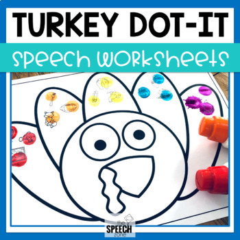Preview of Speech Articulation Fall Turkey Dot-It Speech Worksheets