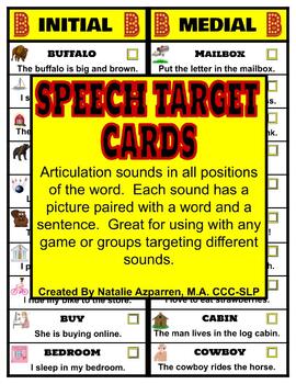 Preview of Speech Articulation Target Cards Pictures, Words, and Sentences for any game