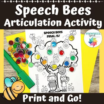 Preview of Speech Bees Articulation Printable Spring Summer Bug Insects Speech Therapy