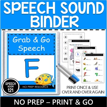 Preview of Speech Binder | F Worksheets | Grab and Go | Articulation