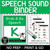 Speech Binder | K Worksheets | Grab and Go | Articulation  