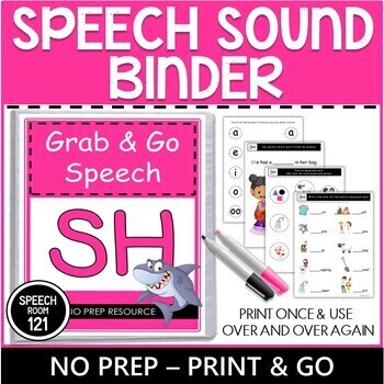 Preview of Speech Binder | SH Worksheets | Grab and Go | Articulation