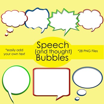 Preview of Speech Bubble Clip Art for your Covers, Worksheets, Task Cards and More!