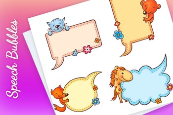 Speech Bubbles with Cartoon Animals by Optimistic Kids and Families Art