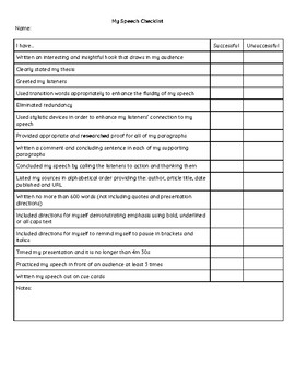 checklist for writing a speech