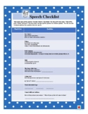 Free Speech Checklist for Junior High Students - Oral Pres