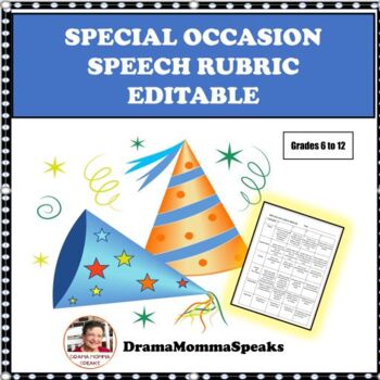 Preview of Speech Communications Editable Special Occasion Rubric