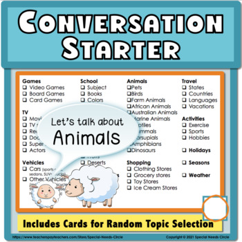 Preview of Conversation Starter Topics for Speech and Language - Social Skills- Life Skills