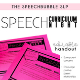 Speech Curriculum Night EDITABLE Handout