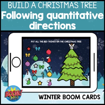 Preview of Speech Following Quantitative Directions Christmas Tree * Boom Cards FREEBIE *