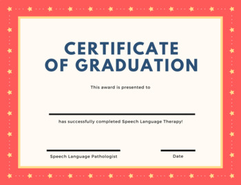 Preview of Speech Therapy Graduation Certificate