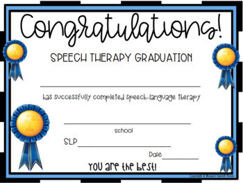 speech therapy graduation progress certificates parents tpt