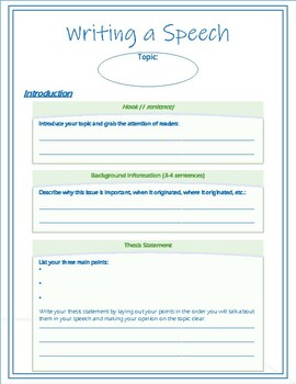 speech writing graphic organizer