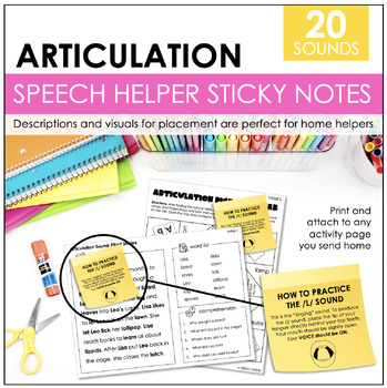 Preview of Speech Helper Sticky Notes and Visual Strips | Articulation Sticky Notes