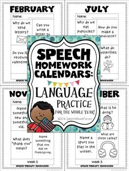 speech homework calendar