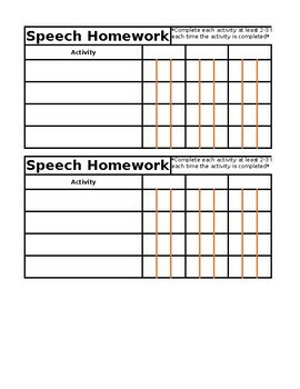 Preview of Homework Chart *Completely Editable, Double-Sided Excel Sheet*