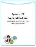 Speech IEP Meeting Preparation Form